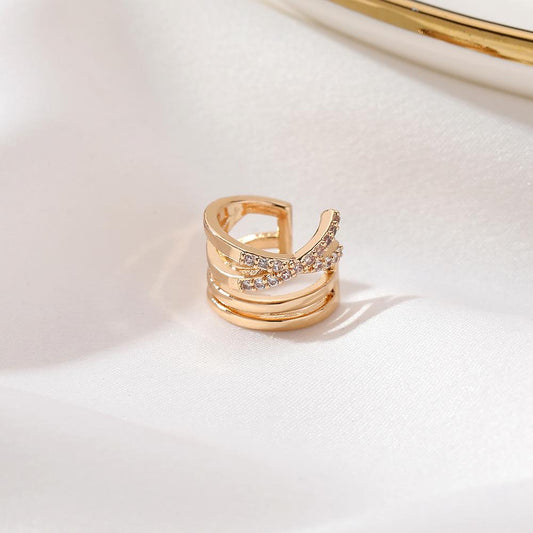 Earrings cold personality cross ear clip simple multi-layer ear bone clip U-shaped earrings without piercing