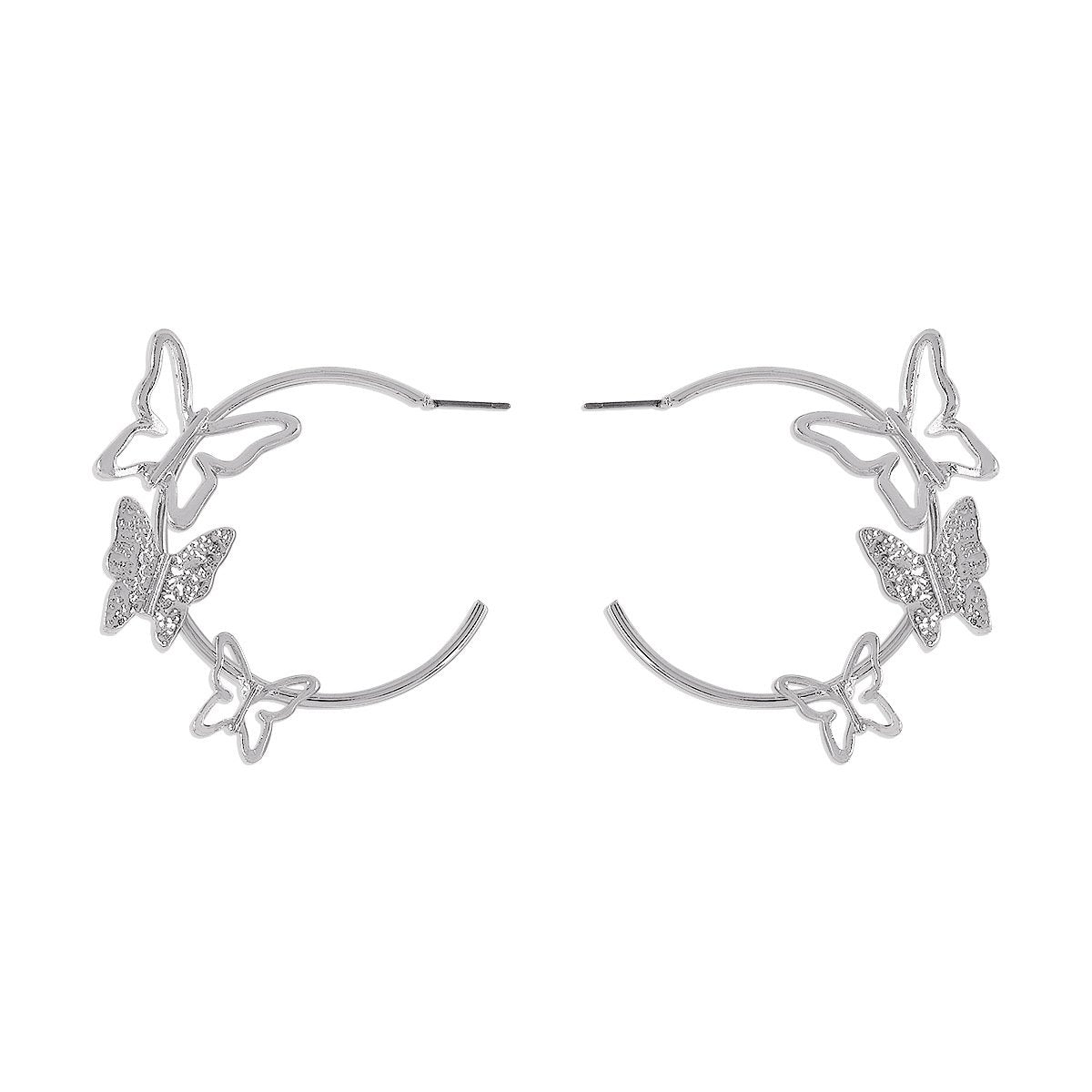 E183 Metal C-shaped Fashion Earrings Three-dimensional Personality Butterfly Earrings Net Red Sweet Cool Earrings