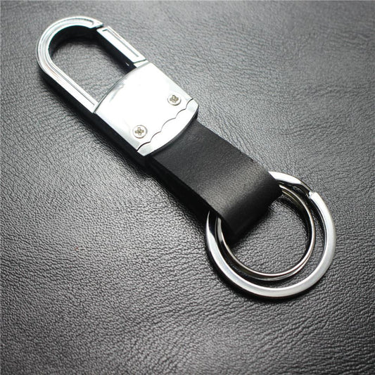 Top layer cowhide multifunctional car key chain bag pendant gift detachable laser marking logo