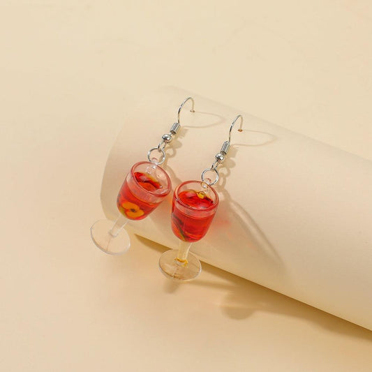 ETSY handmade creative earrings fun goblet wine glass resin earrings earrings earrings personality ear jewelry