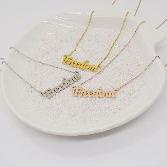 Freedom Necklace Simple Creative Alphabet Pendant Lucky Couple Gift