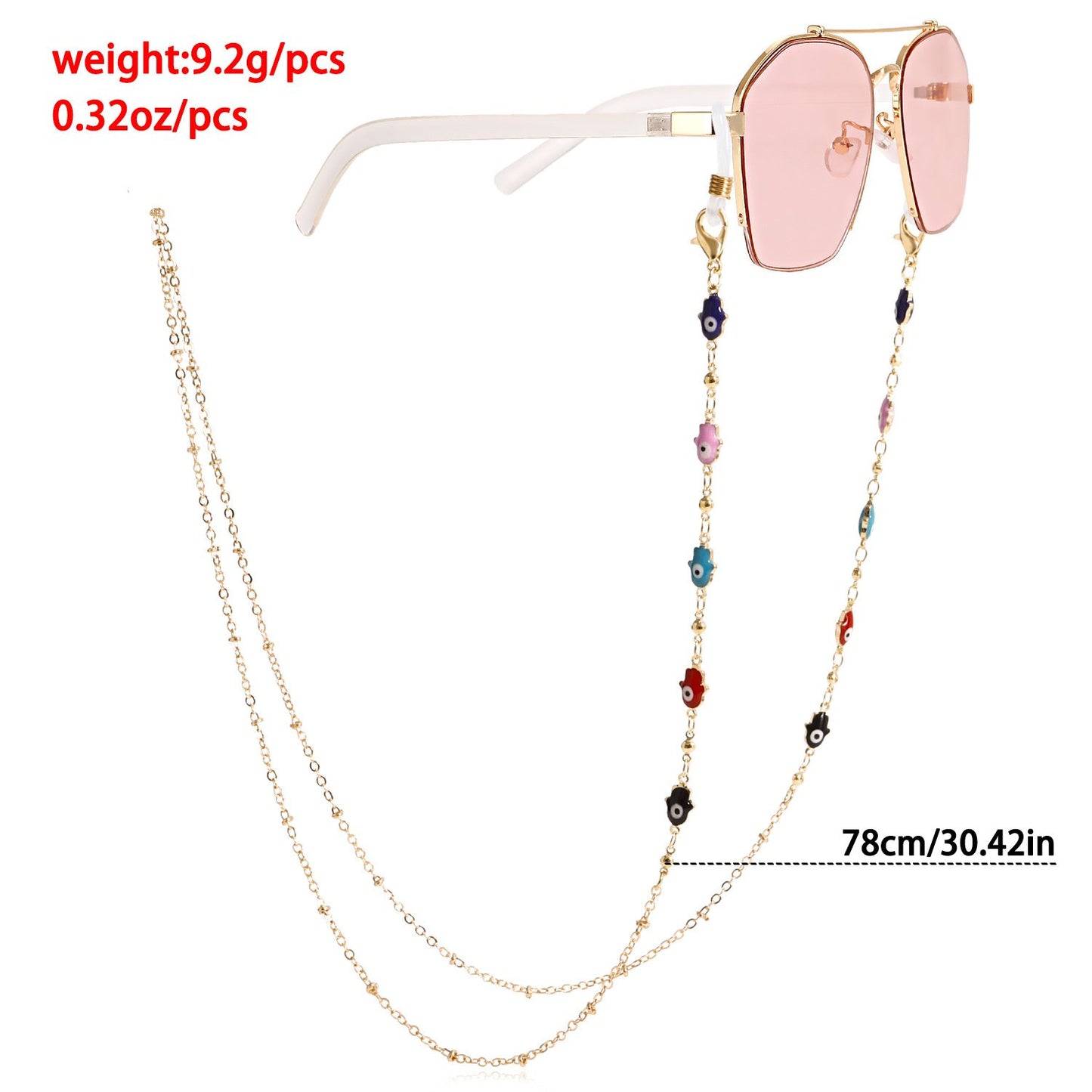 Jewelry Fatima's hand mini devil's eye high-end sense glasses chain mask lanyard face chain female