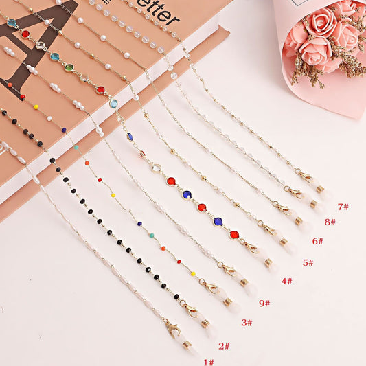 Jewelry mask chain glasses chain ins pearl glasses chain crystal mask chain