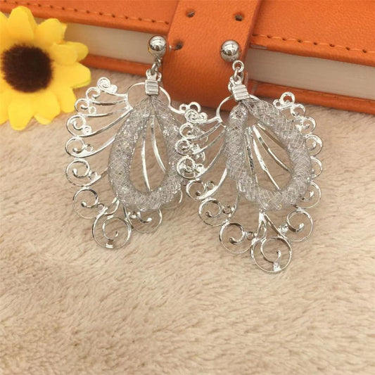 Hollow-out Butterfly Mesh Tube Imitation Zircon Water Drop Stud Earrings Earrings Earrings Popular Jewelry