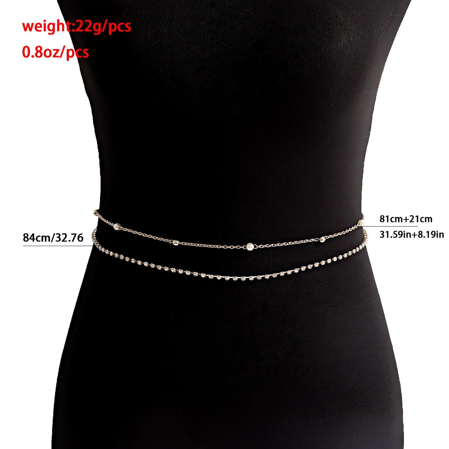 Jewelry fashion double-layer diamond claw chain metal small fragrant waist chain waist ornament female beautiful body jewelry