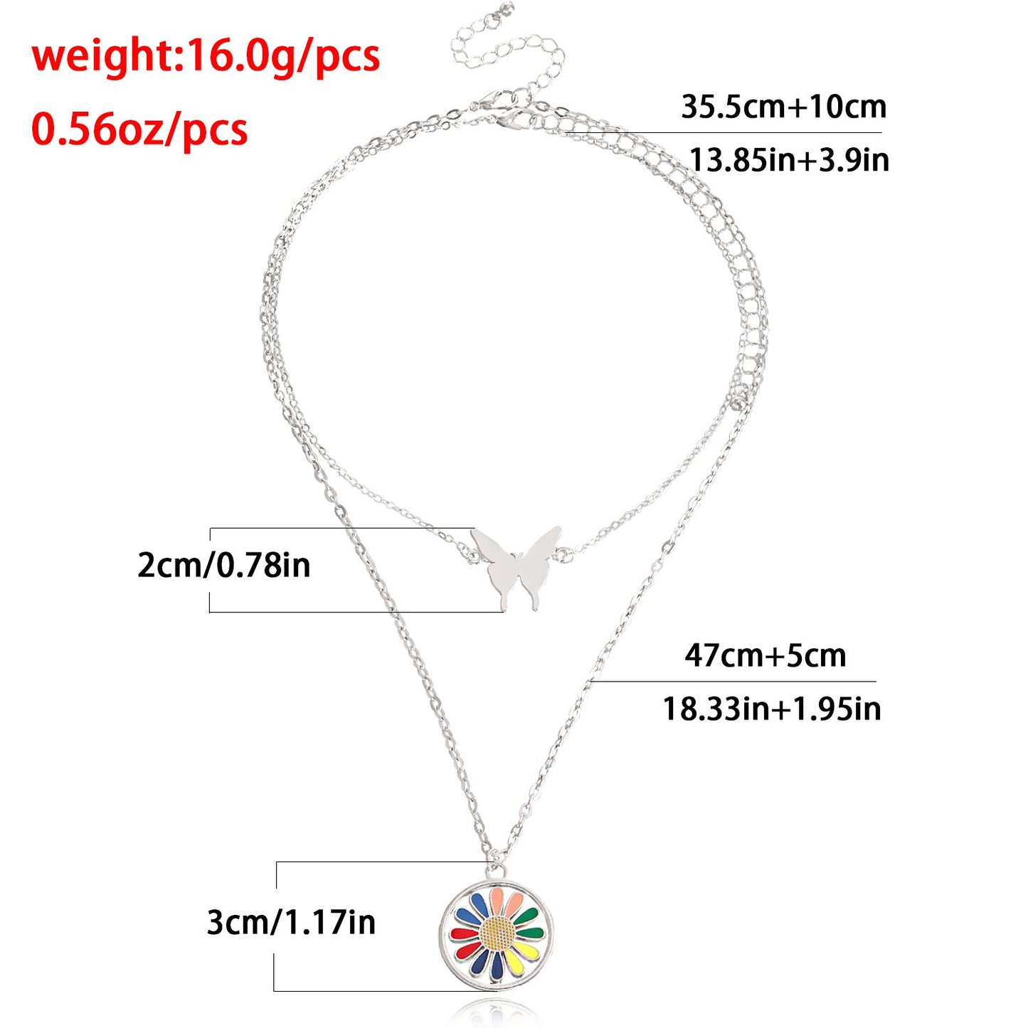 Jewelry ins colorful sun flower butterfly pendant necklace female does not fade