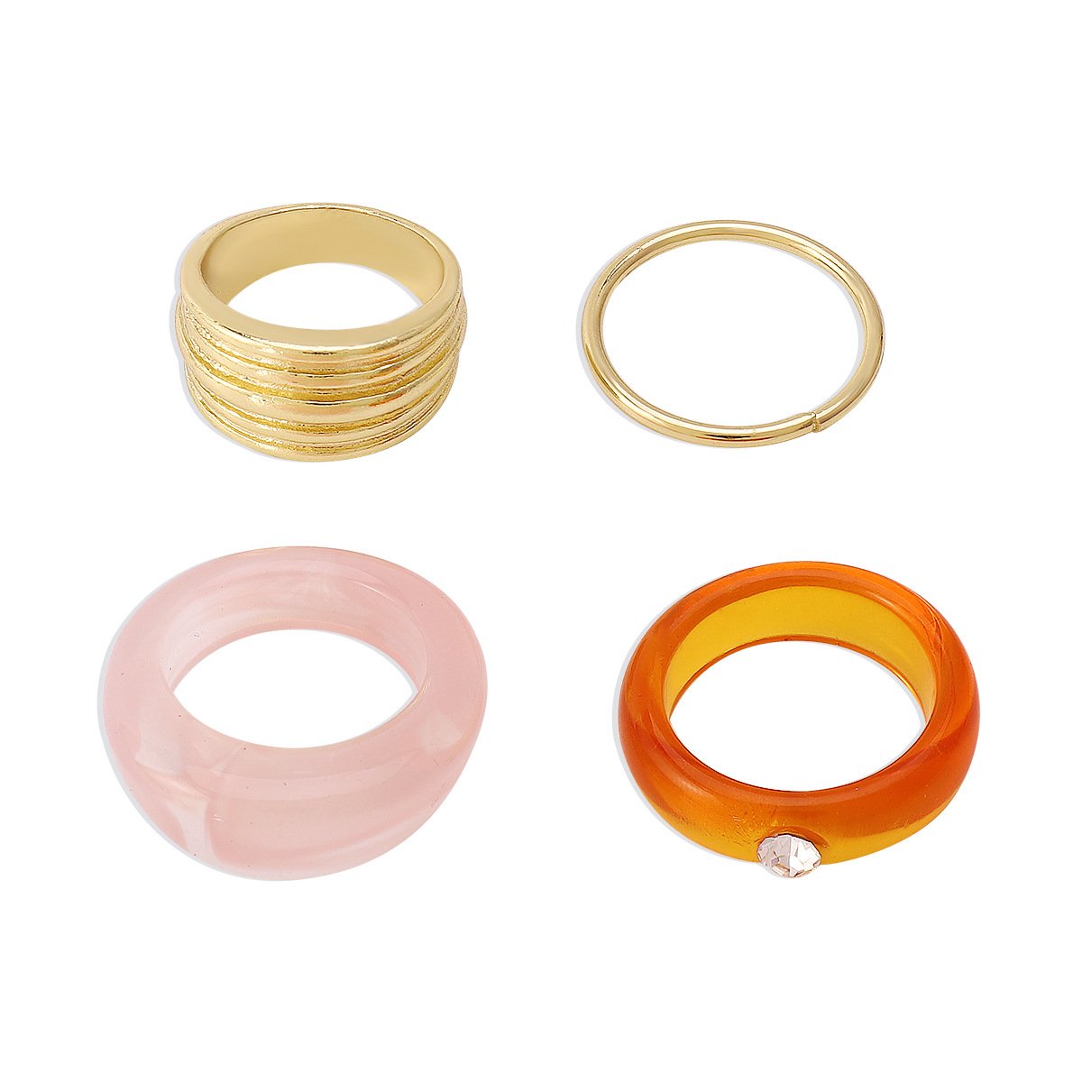 R783 jewelry simple niche acrylic ring set light luxury personality joint ring ring female