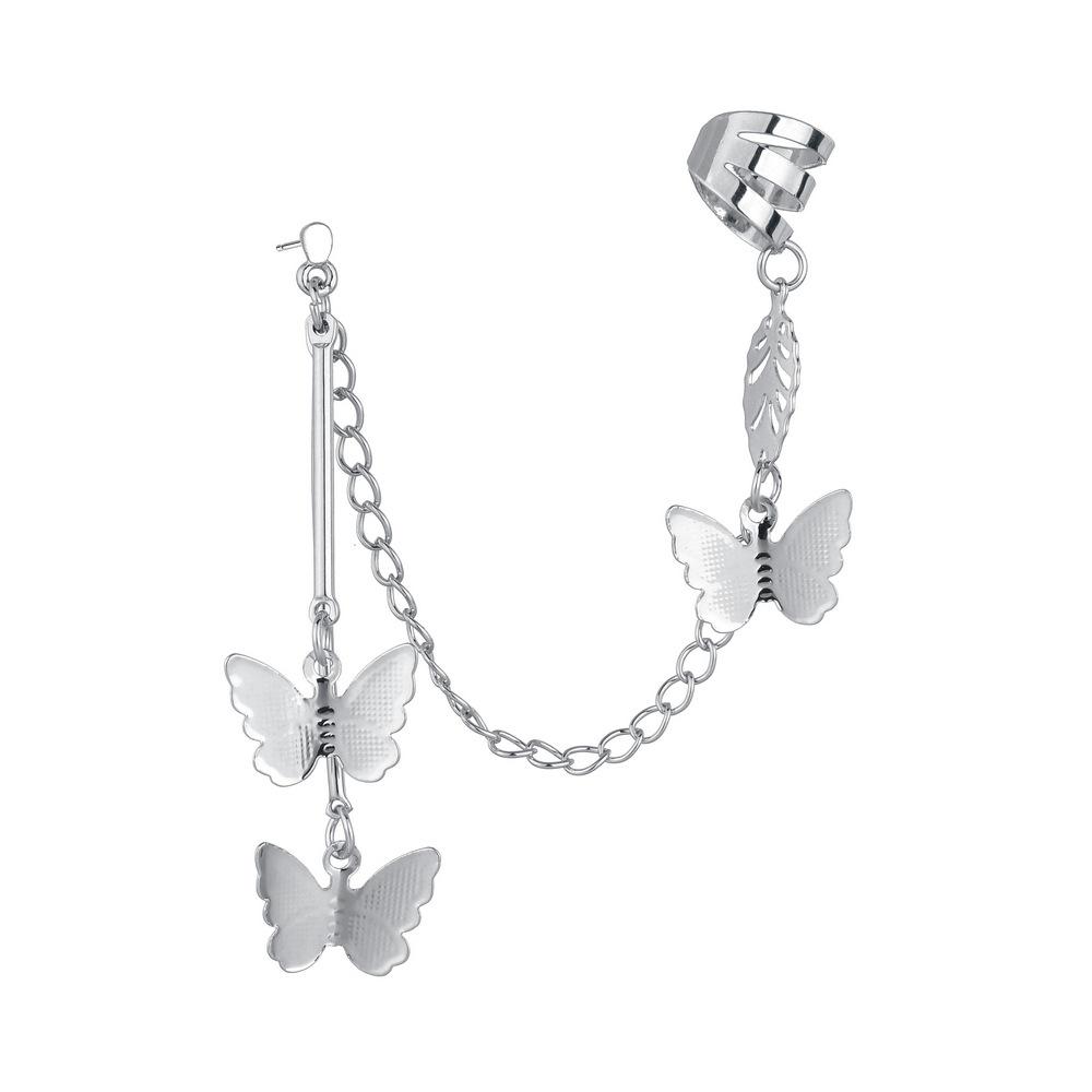 Ear bone clip butterfly one-piece earring female earring net red same style ins ear clip chain accessories