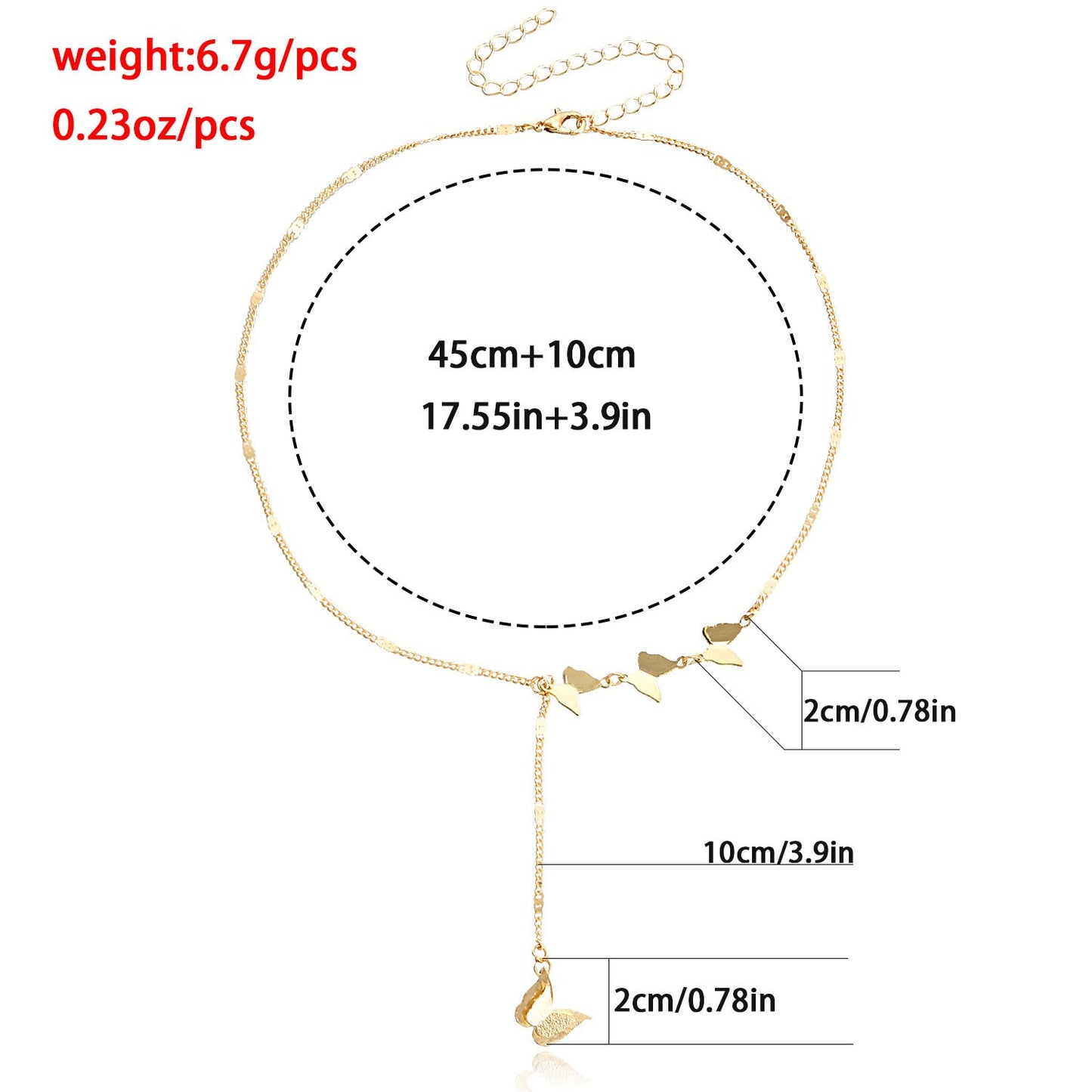 Ins fashion metal tassel butterfly necklace femininity personality golden butterfly clavicle chain