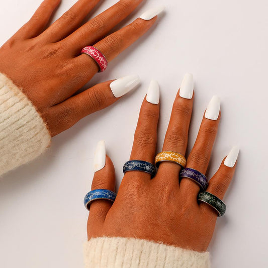 Original Design Fashion Simple Trend Stainless Steel Resin Luminous Thorn Pattern Creative Ring