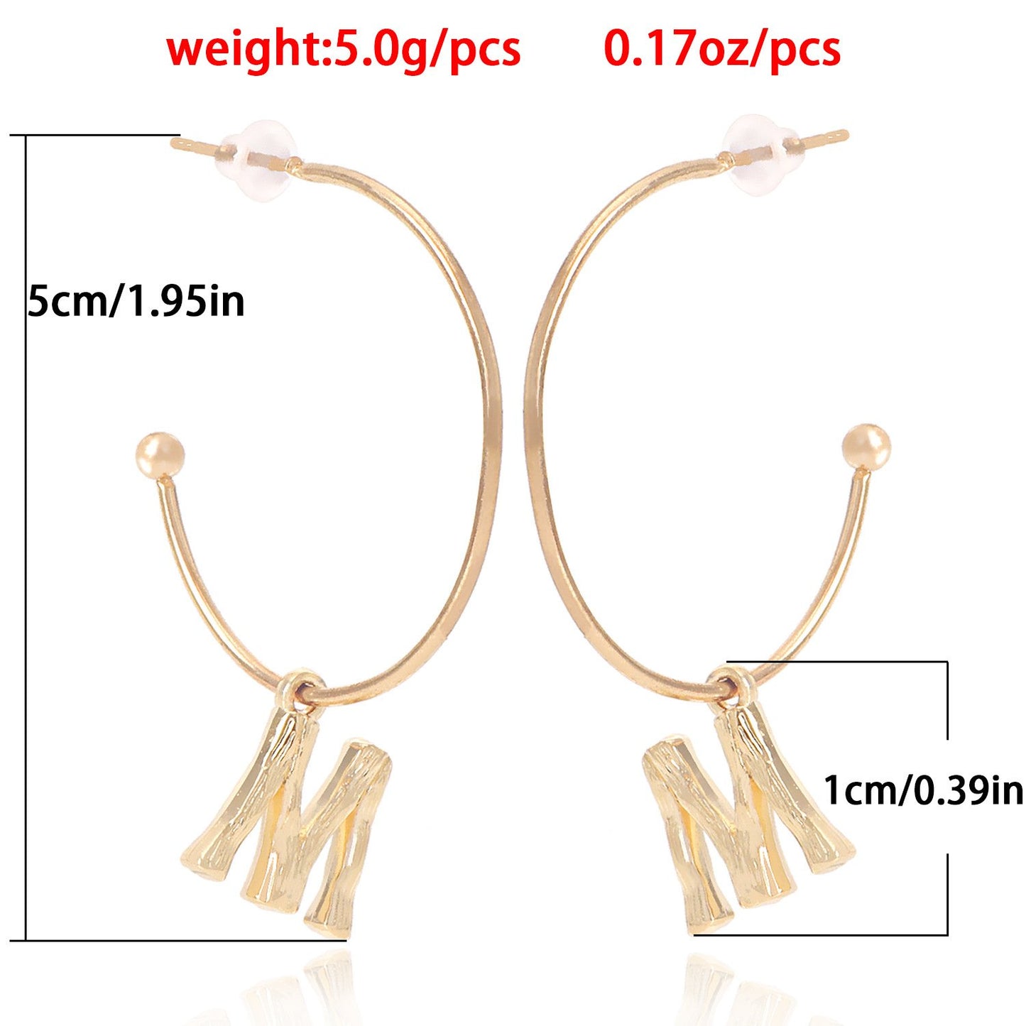 Jewelry punk geometric letter M pendant earrings female insC-shaped large ring earrings