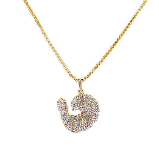 Jewelry Fashion Creative Shrimp Diamond Pendant Trend Full Diamond Hip Hop Necklace
