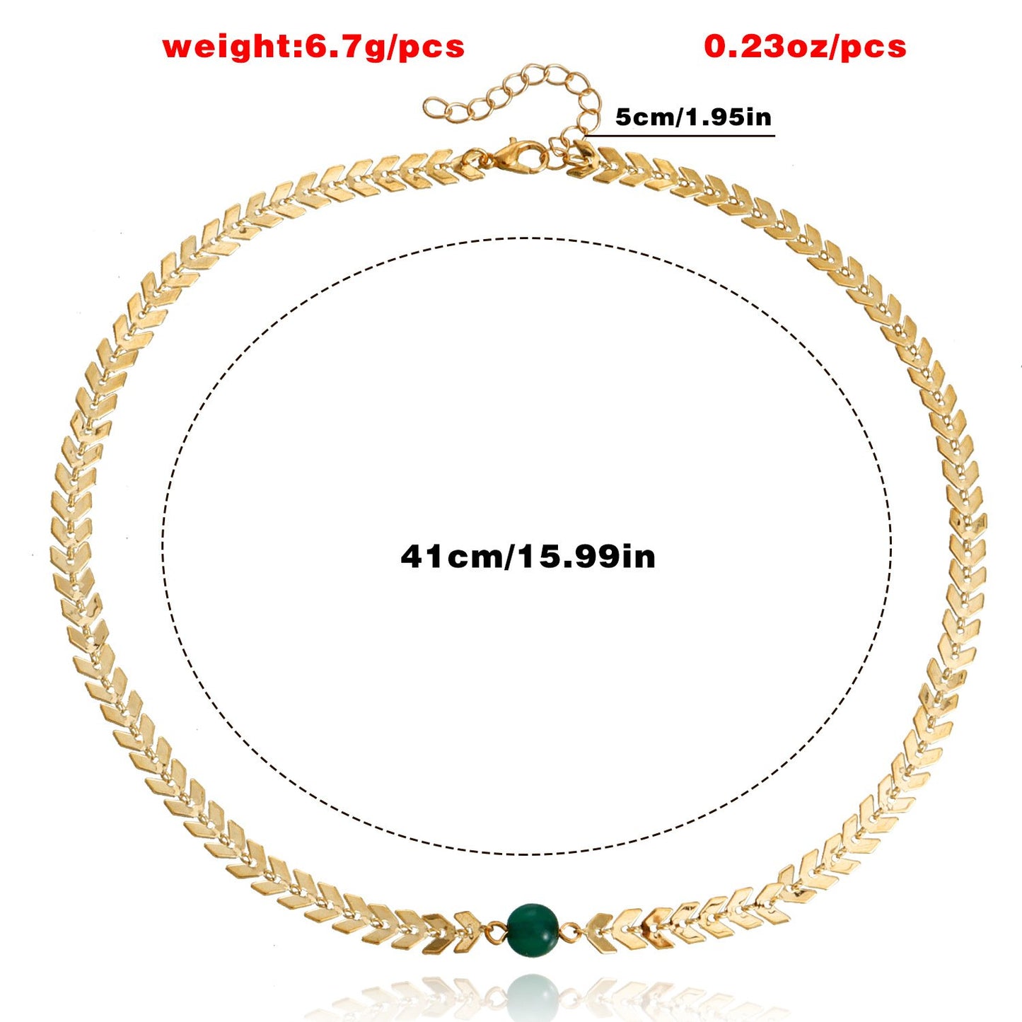 Jewelry Personality Green Beads Airplane Chain Necklace Clavicle Chain Trendy Cool Niche Fashion Design Sense Necklace
