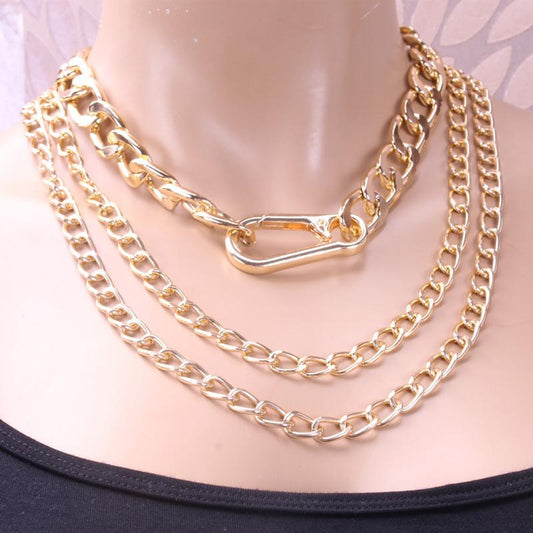 Jewelry Punk Geometric Thick Chain Clavicle Necklace Female Hip Hop Trend Metal Keychain Necklace