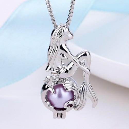 Delicate Pearl Mermaid Pendant Necklace Petite Delicate Clavicle Chain