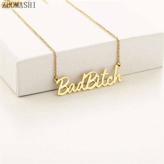 Exquisite creative niche design letter titanium steel necklace female hip-hop English small letter collarbone chain girlfriend jewelry