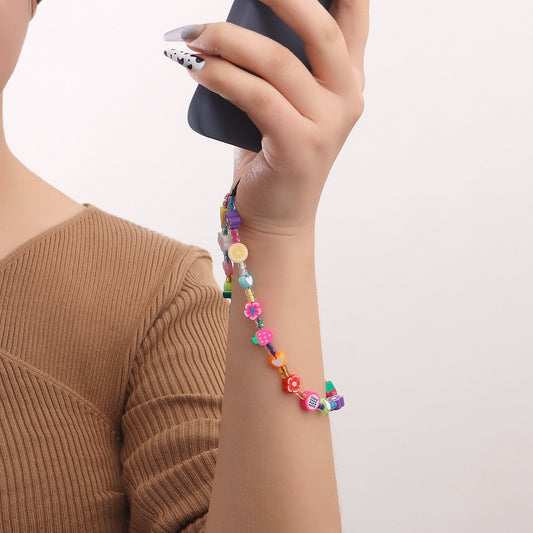 Jewelry niche design handmade colorful flowers mobile phone chain female fairy autumn and winter mobile phone ornaments
