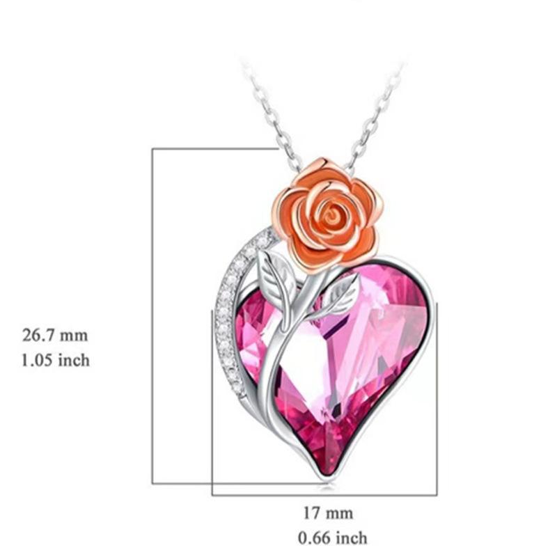 Jewelry rose pendant necklace female niche design high-end sentimental heart diamond jewelry gift