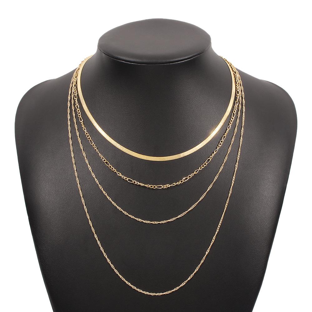 N9689 Jewelry Female Exaggerated Thin Chain Multi-Layered Necklace Simple Snake Bone Chain Retro Necklace