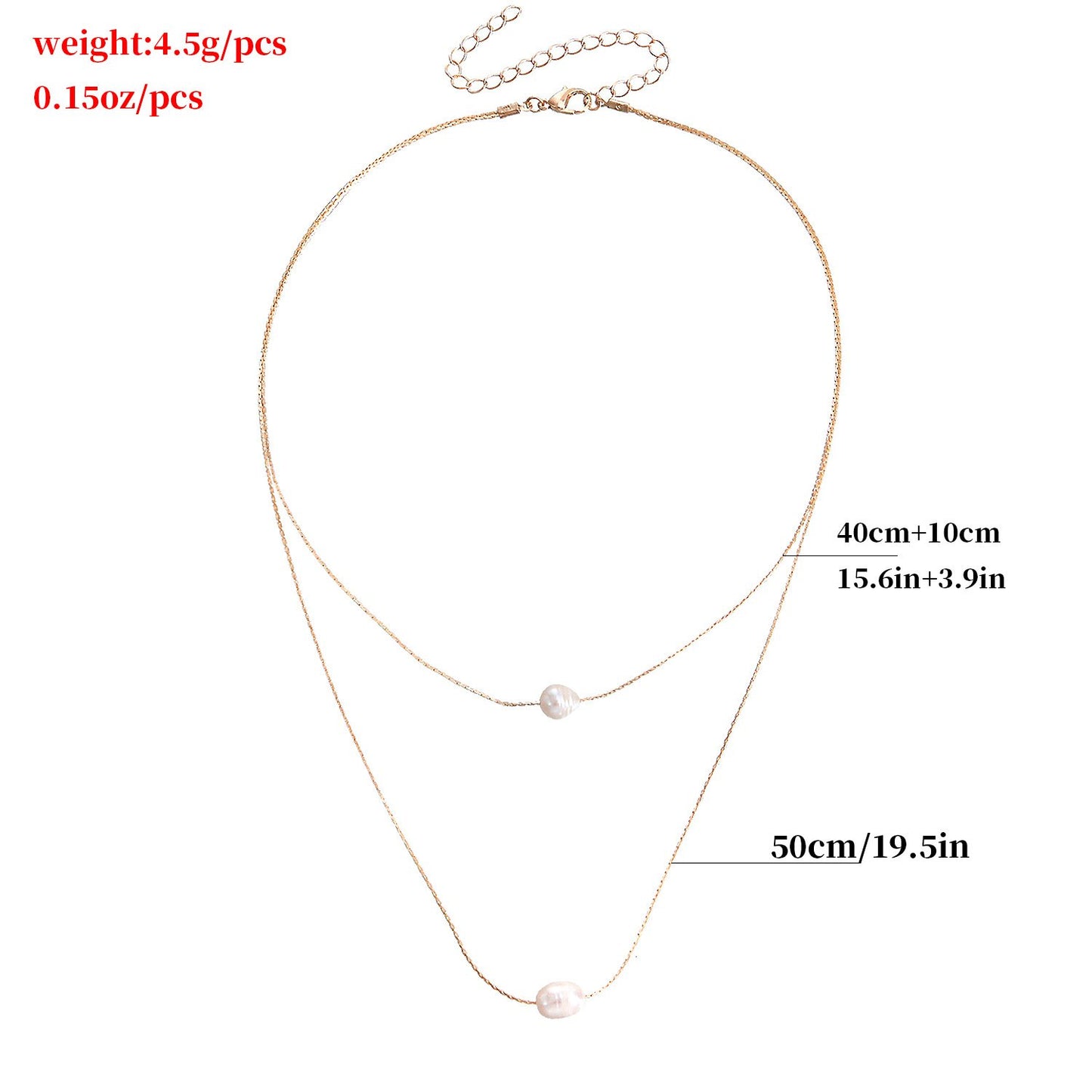 Jewelry Personality Double Layer Adjustable Thin Chain Pearl Pendant Necklace Female Simple Trend Necklace