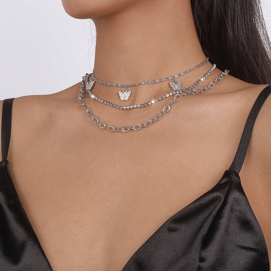 N151 Niche clavicle necklace butterfly claw chain sweet necklace stacked popular street shooting necklace