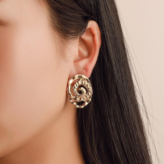 Earrings retro swirl concave-convex earrings earrings ins personality snail spiral ear jewelry