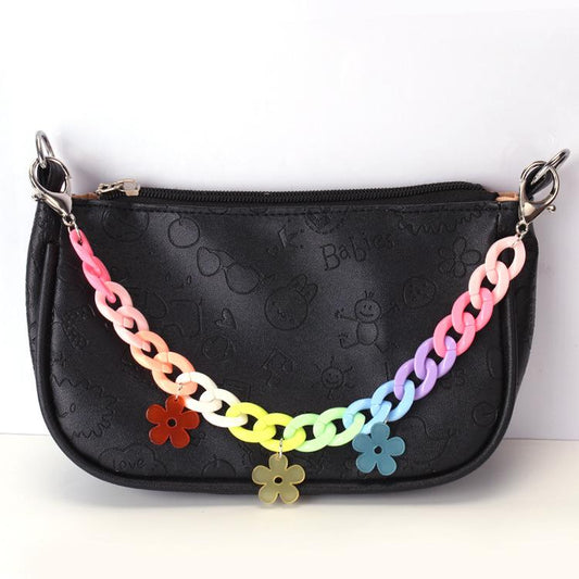 Colorful acrylic chain fashionable and versatile acrylic mushroom flower accessories decorative bag chain
