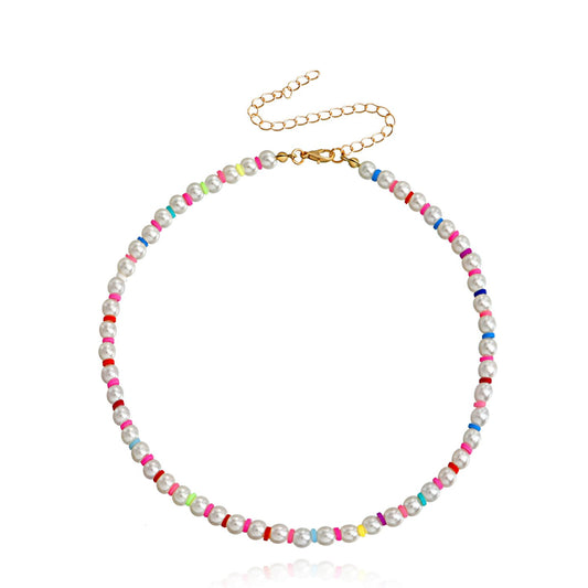 Jewelry Popular Imitation Pearl Color Soft Pottery Necklace Necklace Women's Street Shoot Pearl Necklace