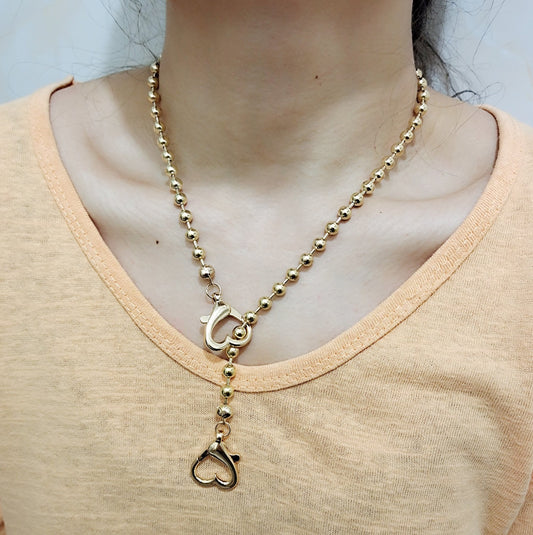 Jewelry Simple Single Layer Design Ball Chain Heart Keychain Necklace Female Accessories