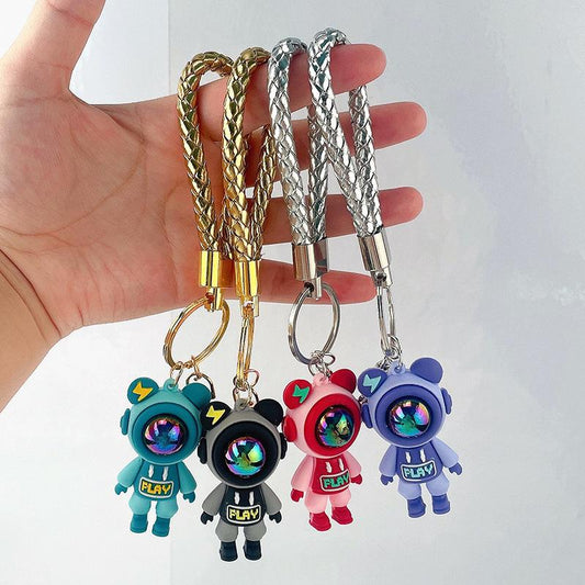 Violent lightning bear cartoon key chain couple school bag doll key pendant bag pendant car key