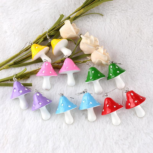 Jewelry Simulation Mushroom Earrings Earrings Personality Simple Ins Three-dimensional Wave Dot Mushroom Earrings