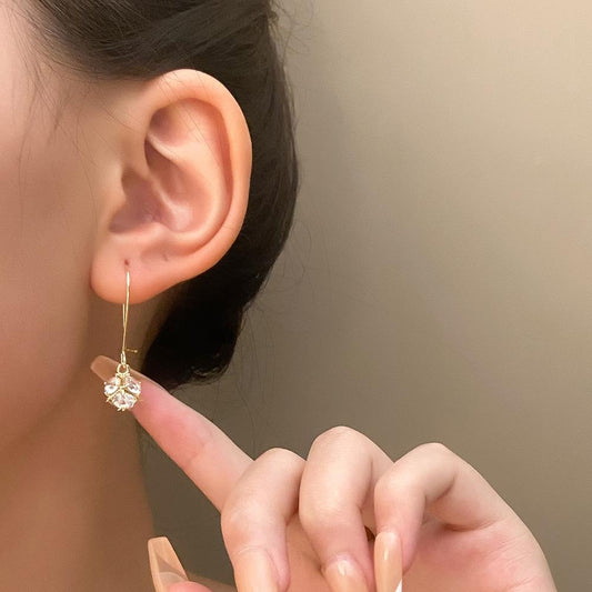 Ins long zircon earrings women's fashion light luxury niche design square earrings net red temperament earrings trend