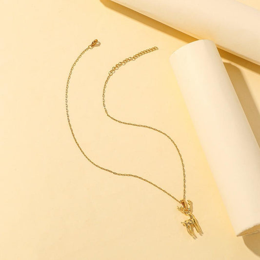 Christmas accessories fashion stainless steel chain three-dimensional refined cute little elk pendant necklace