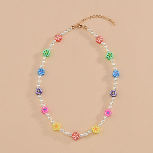 Simple Oval Imitation Pearl Necklace Fashion Small Fresh Soft Pottery Necklace Clavicle Chain Jewelry