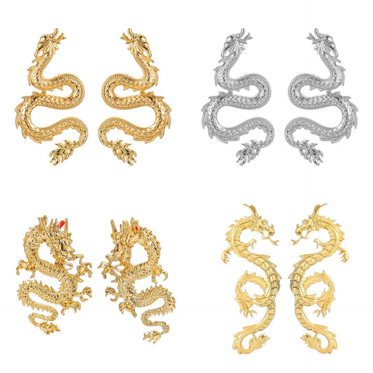 Kendou with the same dark Chinese dragon carving shape earrings earrings hip-hop ins dragon ear jewelry