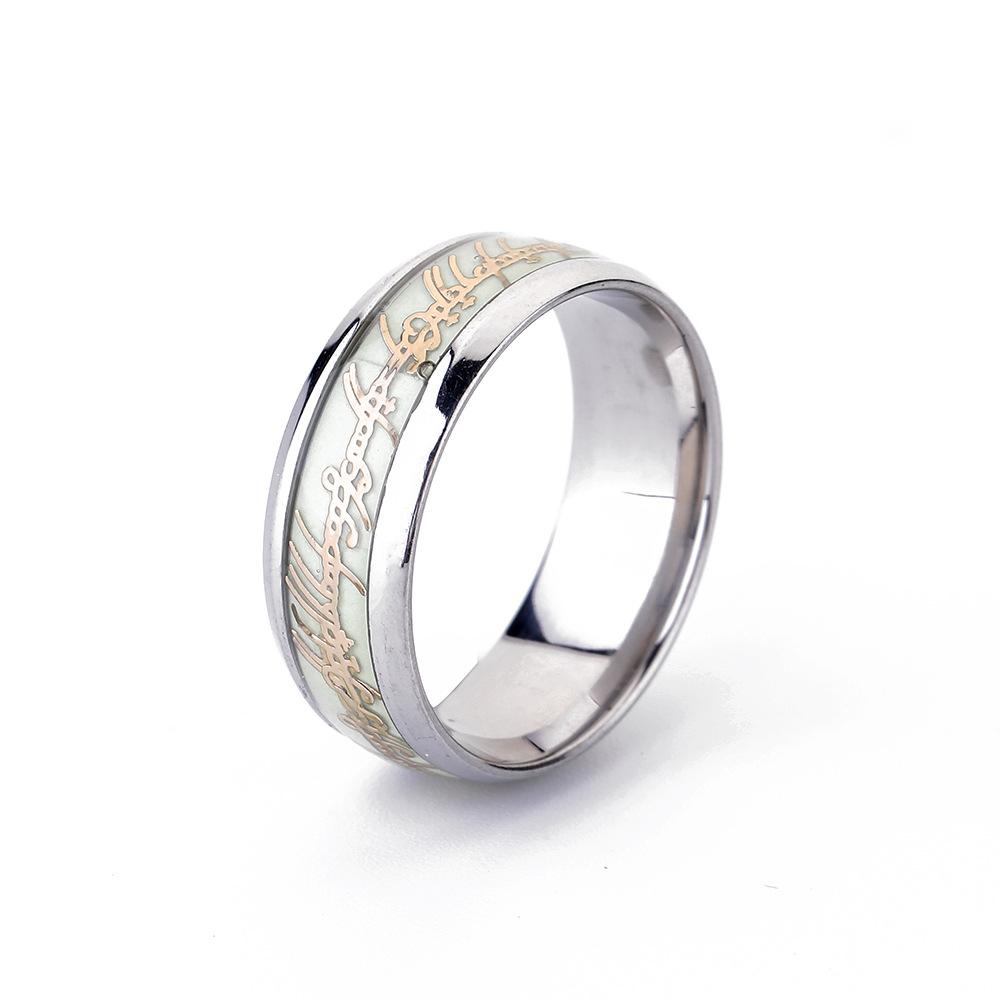 Stainless Steel Ring Creative Arabic Luminous Titanium Steel Ring Jewelry