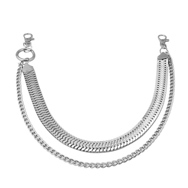 Hip-hop punk fashion metal waist chain personality popular double-layer jeans chain ins