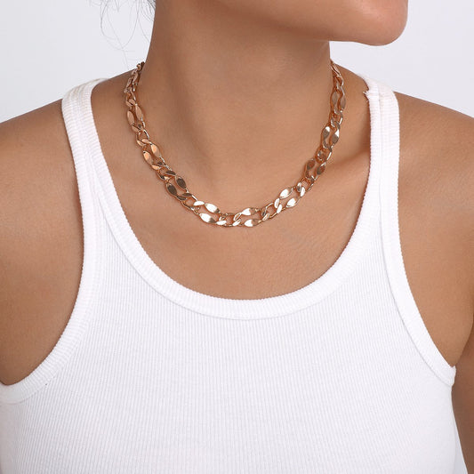 N142 trendy style street photography creative chain necklace retro personality single layer niche personality clavicle necklace
