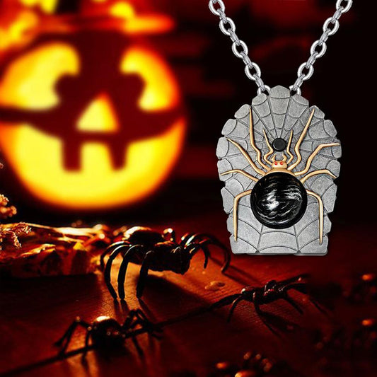 Explosive Jewelry Gothic Halloween Spider Necklace Female Punk Spider Web Pendant Jewelry
