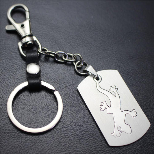 Lizard gecko stainless steel key chain car decoration couple bag key pendant top layer cowhide