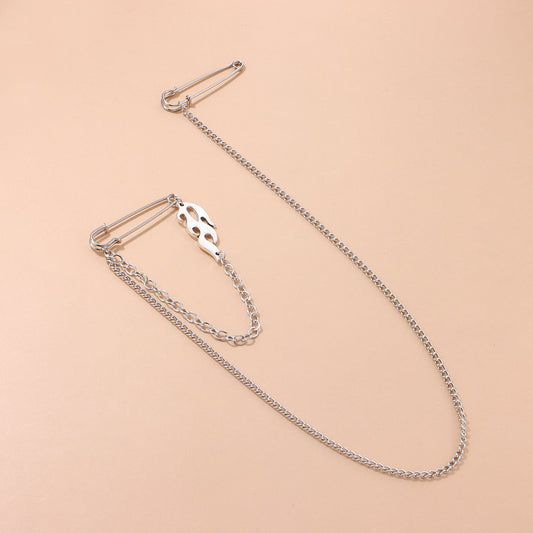 Jewelry Harajuku Dark Department Girl Brooch Retro Hip Hop Flame Chain Pin Accessories