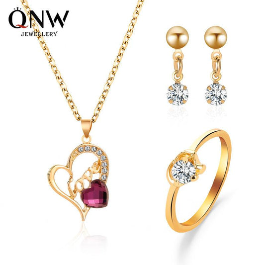 Set of decorations trend jewelry love love necklace earrings ring fashion three-piece set