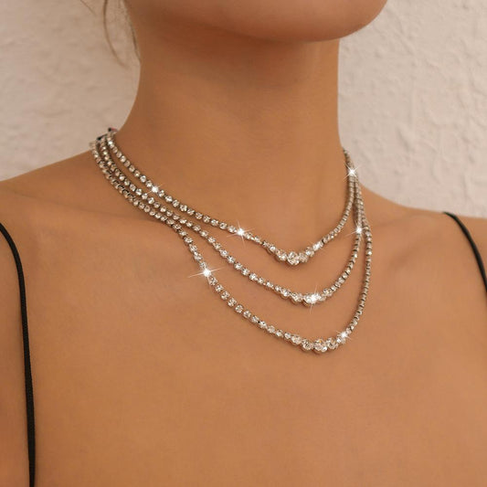 N9877 multi-layer net red necklace women's exaggerated light luxury fashion diamond necklace niche chocker necklace