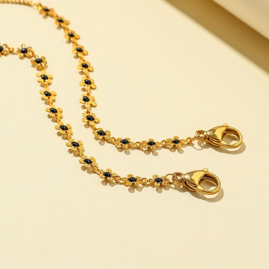 Fashion small flower mask hanging chain stainless steel gold-plated mask anti-lost hanging neck lanyard glasses chain