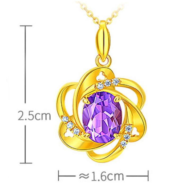 Explosive Jewelry Fashion Amethyst Pendant Necklace Women's Niche Design Clavicle Chain Jewelry