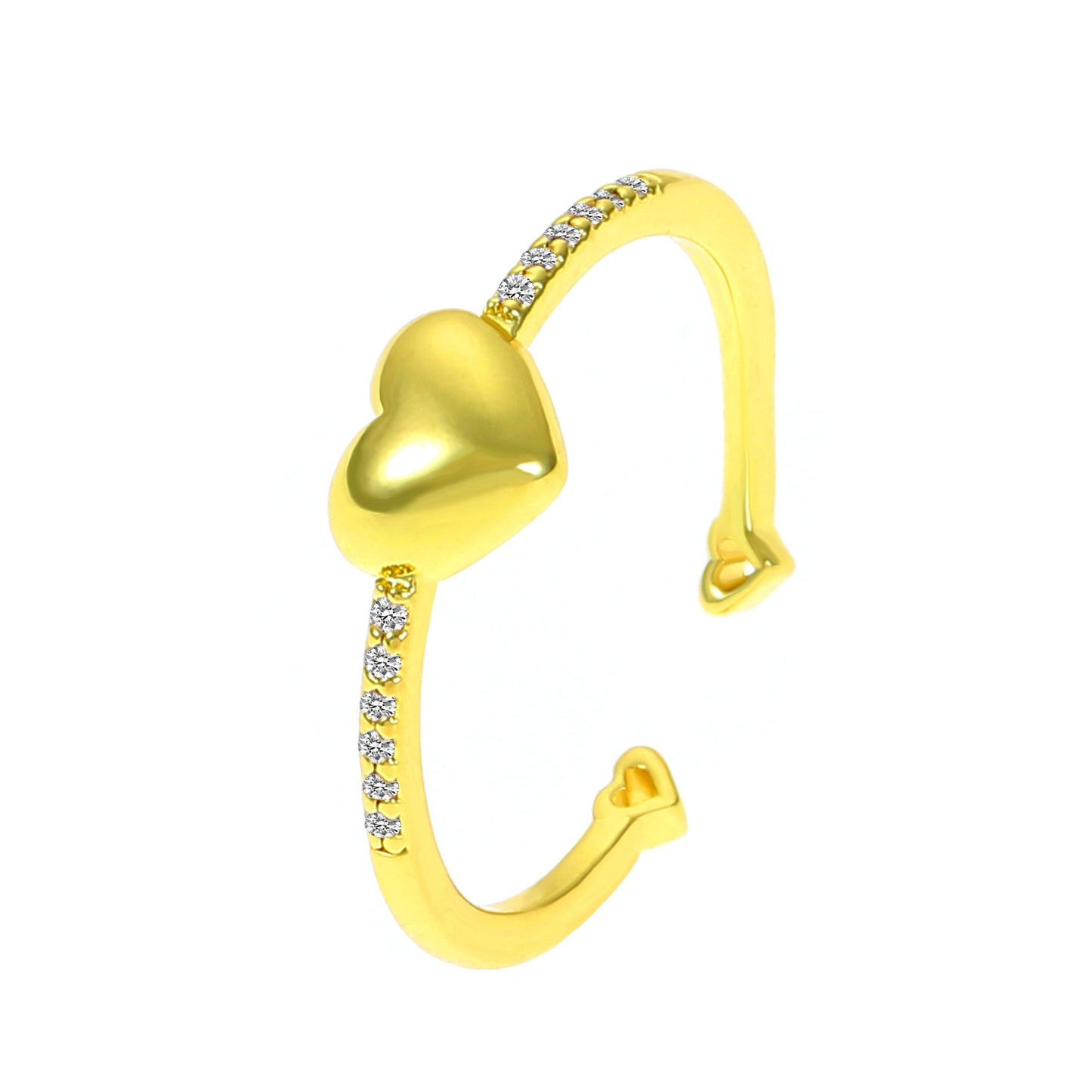 Ins diamond love ring female fashion personality creative geometric opening index finger ring heart-shaped couple ring