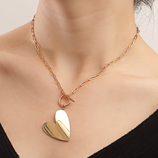 Explosive style metal texture punk ins simple necklace exaggerated love pendant necklace female accessories