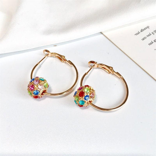 ins color crystal ball earrings retro fashion color diamond ball earrings earrings earrings