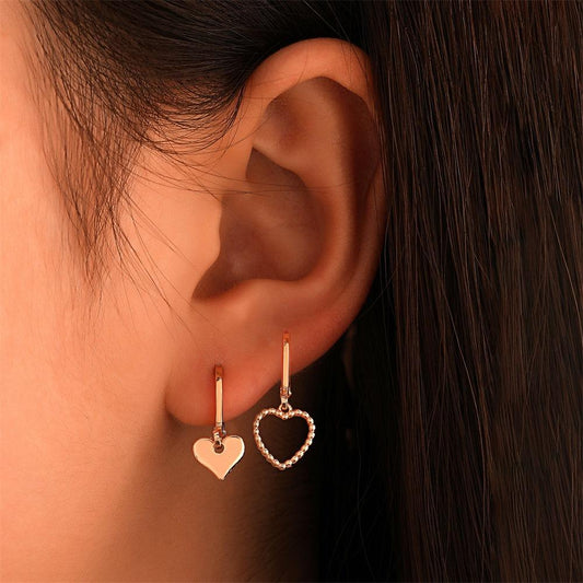 Simple Metal Asymmetric Love Earrings Ins Temperament Net Red Creative Small Heart Earrings Buckle Earrings