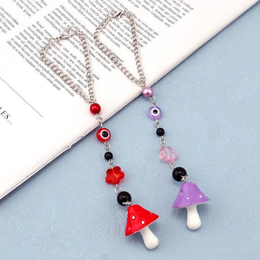 All-match devil's eye flower chain jewelry pendant mushroom pendant bag accessories multi-purpose